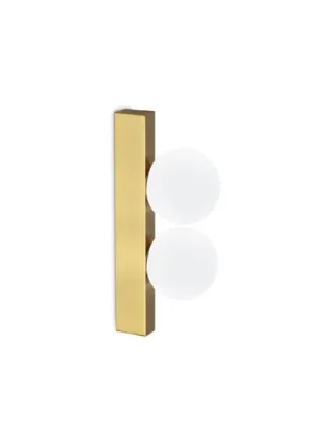 Vrácení Zdarma Ideal Lux LED nástěnné svítidlo Ping Pong mosaz 2 světla z opálového skla