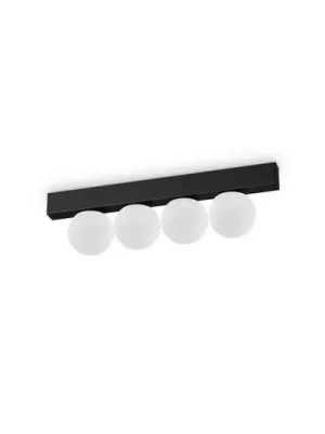 Tovární Cena Ideal Lux LED stropní svítidlo Ping Pong černé 4 světla, opálové sklo