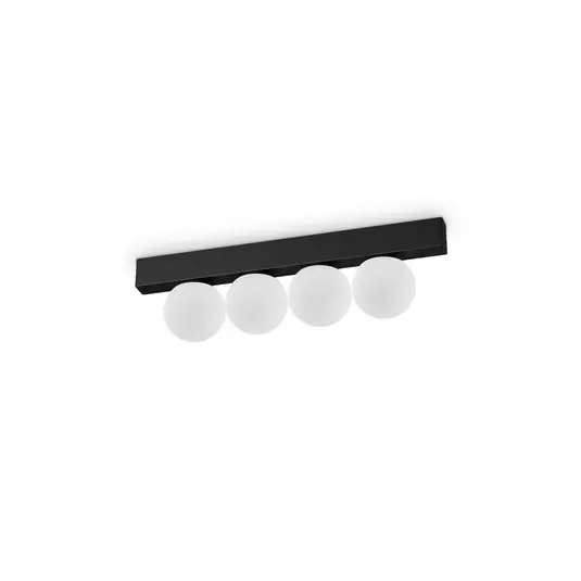 Tovární Cena Ideal Lux LED stropní svítidlo Ping Pong černé 4 světla, opálové sklo