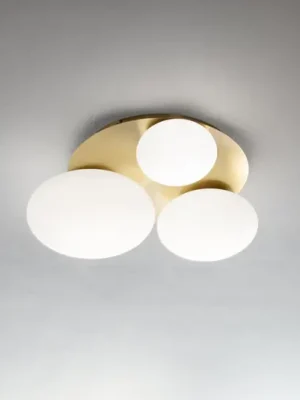 Objednat Nyní Stropní svítidlo Ideal Lux Ninfea, mosazná barva, opálové sklo, 3 světla.