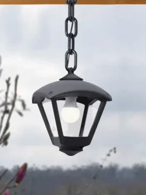 Nejlepší Volba Venkovní závěsná lampa Sicar/Dario černá, čirý kryt, E27 CCT