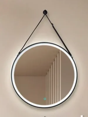 Víkendová Akce Zrcadlo Lucande LED Lelin, Ø 60 cm, černá, hliník, CCT