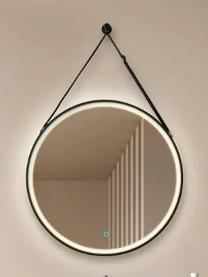 Zrcadlo Lucande LED Lelin, Ø 45 cm, černá, hliník, CCT Vysoce Kvalitní