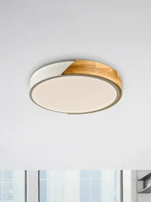JUST LIGHT. Stropní svítidlo Bila LED, bílé, Ø 32 cm, dřevo Sleva