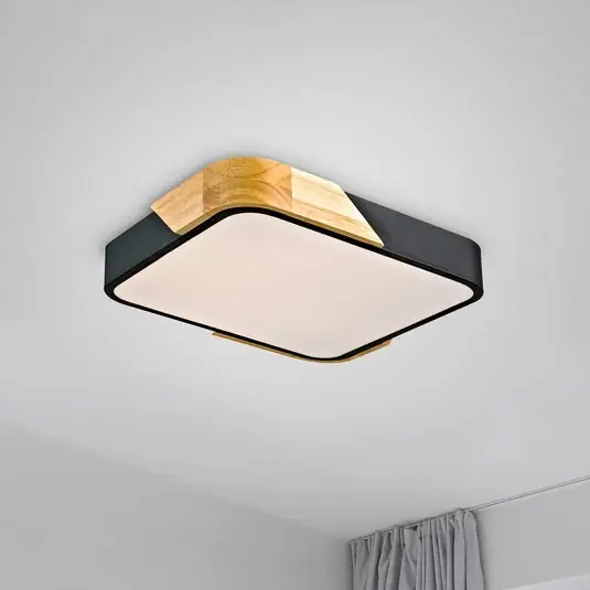 Tovární Cena JUST LIGHT. Stropní svítidlo Bila LED, černé, 32x32 cm, dřevo