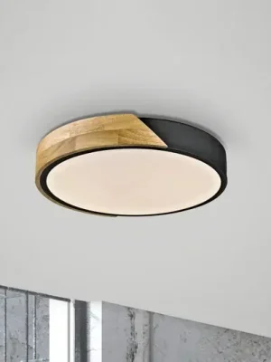 Ihned K Objednání JUST LIGHT. Stropní svítidlo Bila LED, černé, Ø 32 cm, dřevo