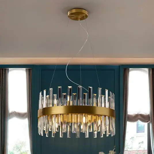 Závěsné svítidlo Grace, železo, sklo, kulaté, Ø 55 cm, 14 světel. Autentický