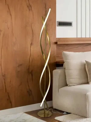 LED stojací lampa Dido, kov, silikon, zlatá barva Expresní Doručení