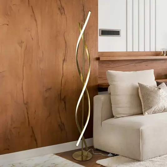 LED stojací lampa Dido, kov, silikon, zlatá barva Expresní Doručení