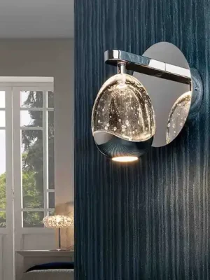 LED nástěnné svítidlo Rocio, kov, sklo, 1 světlo, chrom Dokud Zásoby Vydrží