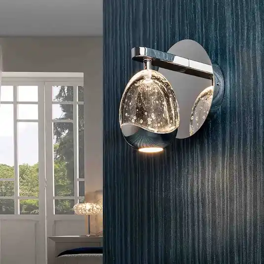 LED nástěnné svítidlo Rocio, kov, sklo, 1 světlo, chrom Dokud Zásoby Vydrží