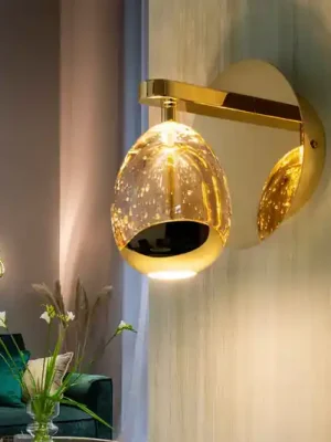 LED nástěnné svítidlo Rocio, kov, sklo, 1 světlo, zlatá barva Akční Nabídka