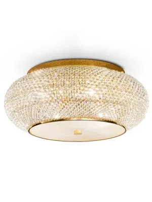 Přímo Od Výrobce Stropní světlo IDEAL LUX Pasha, zlaté, sklo, Ø 55 cm