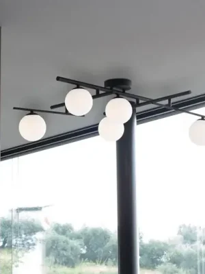 Horká Nabídka Stropní svítidlo Ideal Lux Atlas černé, 5 světelných zdrojů z kovového skla