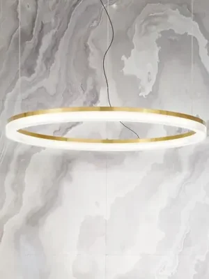 Závěsné světlo IDEAL LUX LED Crown, průměr 80 cm, kov v barvě mosazi Aktuální