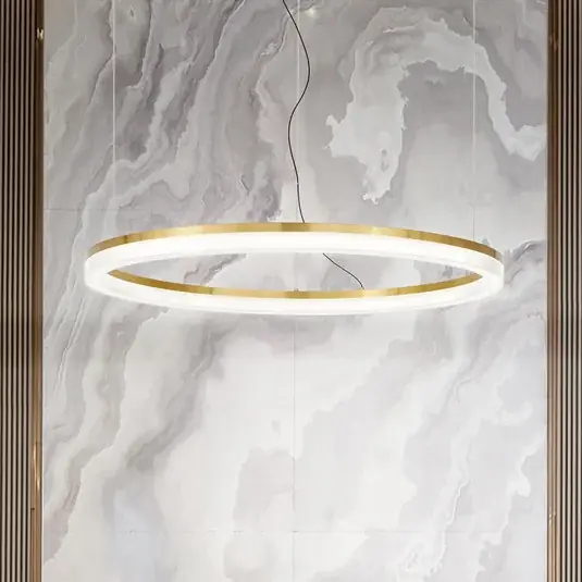 Závěsné světlo IDEAL LUX LED Crown, průměr 80 cm, kov v barvě mosazi Aktuální