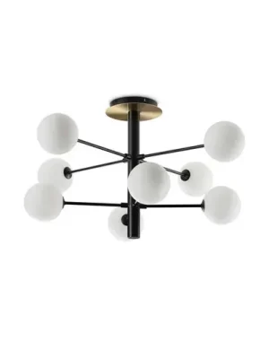 Značkový Stropní svítidlo Ideal Lux Cosmopolitan černé kovové sklo 8flg.