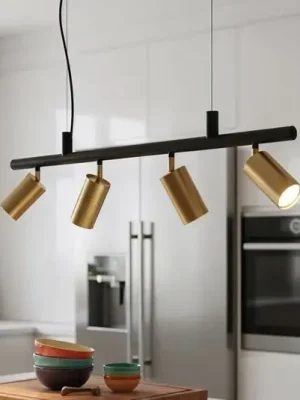 Závěsná lampa Ideal Lux Dynamite mosaz/černý kov 4 světla. Značkový