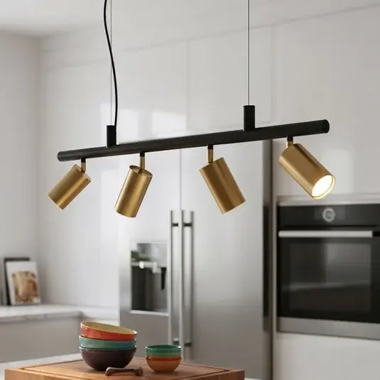 Závěsná lampa Ideal Lux Dynamite mosaz/černý kov 4 světla. Značkový