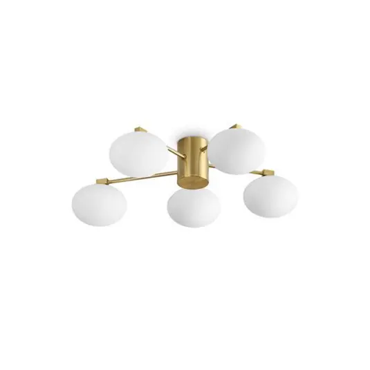Akční Cena Stropní svítidlo Ideal Lux Hermes mosazné barvy 60 cm s 5 světly a sklem