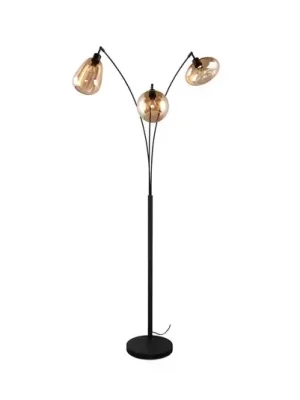 Nejlepší Volba Stojací lampa Lumina, 3 světla, černá/jantarová, sklo
