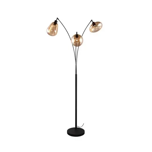 Nejlepší Volba Stojací lampa Lumina, 3 světla, černá/jantarová, sklo