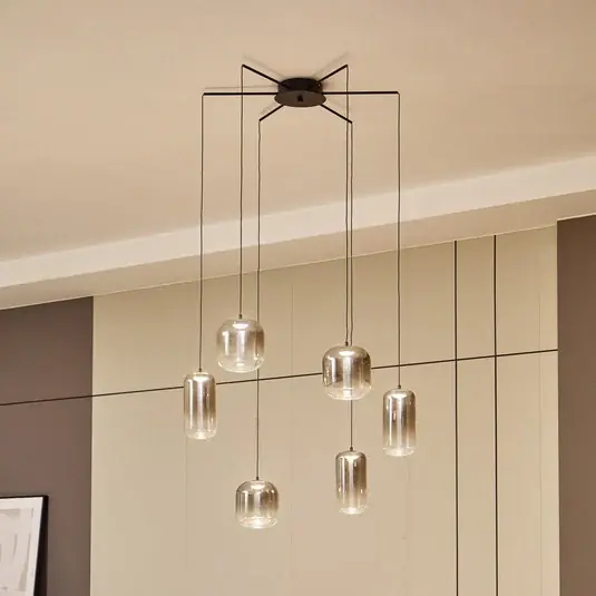 Koupit Online Závěsné svítidlo Lucande LED Avelina, kouřově šedá, 6lampa
