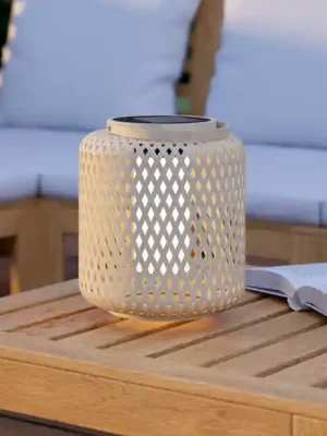 Solární LED lucerna Marliano, proutěné provedení, výška 24 cm, dřevo Přímo Od Výrobce