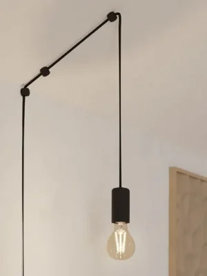 Závěsné svítidlo Pinetina, projekce 40 cm, černá, zástrčka Novinka