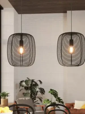 Závěsné svítidlo Rinroe, délka 90 cm, černé, 2 světla, ocel Levný