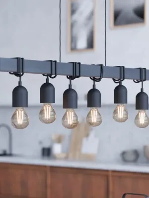 Závěsné svítidlo Townshend, délka 100 cm, černé, 6 světel. Omezená Nabídka