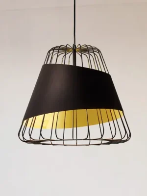 Top Prodej Závěsná lampa Austell, Ø 43 cm, černá/zlatá, kov, látka