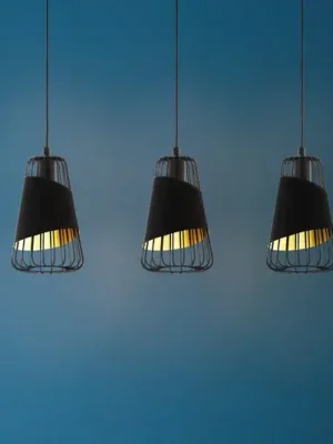 Akční Cena Závěsná lampa Austell, délka 76,5 cm, černá/zlatá, 3 světla.