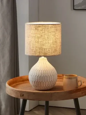 Stolní lampa Bellariva 3, bílá/světle hnědá Nejlepší Volba