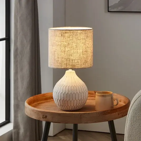 Stolní lampa Bellariva 3, bílá/světle hnědá Nejlepší Volba