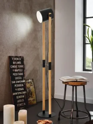 Hit Sezóny Stojací lampa Hornwood, výška 140 cm, černá/hnědá, ocel