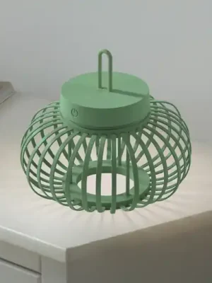 Koupit Online JUST LIGHT. Dobíjecí stolní lampa Akuba LED, zelená, 22 cm, bambus
