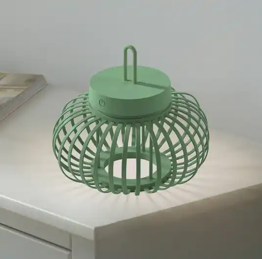 Koupit Online JUST LIGHT. Dobíjecí stolní lampa Akuba LED, zelená, 22 cm, bambus
