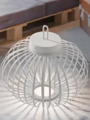 JUST LIGHT. Nabíjecí stolní lampa Akuba LED, bílá, 33 cm, bambus Značkový