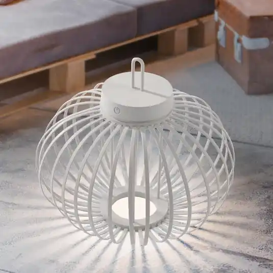 JUST LIGHT. Nabíjecí stolní lampa Akuba LED, bílá, 33 cm, bambus Značkový