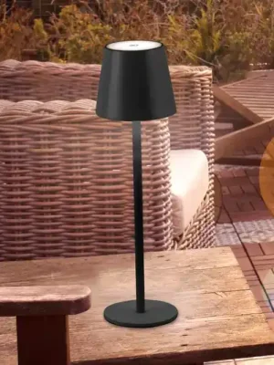 Víkendová Akce JUST LIGHT. Nabíjecí stolní lampa Euria LED, černá, železo IP54