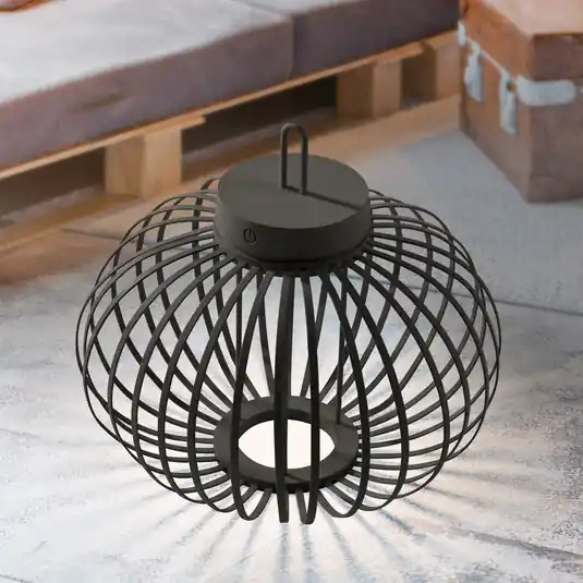 JUST LIGHT. Akuba LED dobíjecí stolní lampa černá 33 cm bambusová Nejlepší Cena