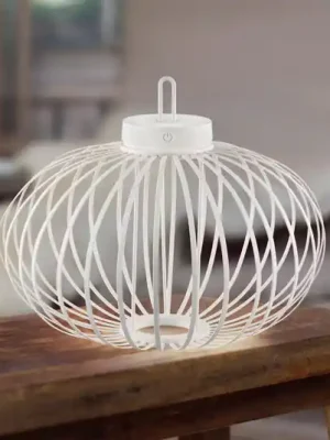 JUST LIGHT. Dobíjecí stolní lampa Akuba LED, bílá, 37 cm, bambus Hit Sezóny