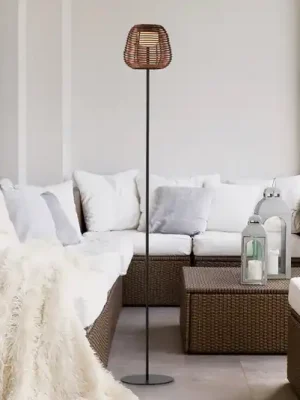 Kup Teď JUST LIGHT. LED dobíjecí stojací lampa Askia, ratan, IP54, dotykové