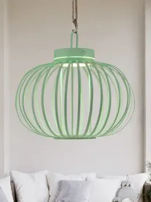 JUST LIGHT. Dobíjecí stolní lampa Akuba LED, zelená, 33 cm, bambus Cenový Hit