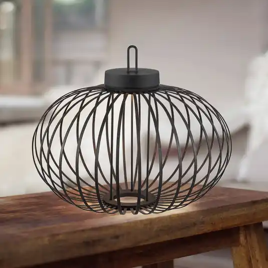 JUST LIGHT. Akuba dobíjecí LED stolní lampa černá 37 cm bambusová Nízká Cena