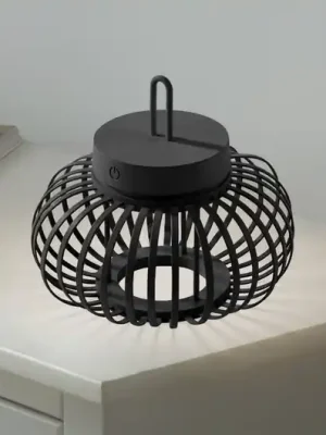 JUST LIGHT. Akuba LED dobíjecí stolní lampa černá 22 cm bambusová Vysoce Kvalitní