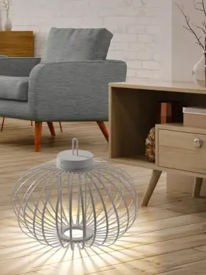 Objednat Nyní JUST LIGHT. LED dobíjecí stolní lampa Akuba šedobéžová 37cm bambusová