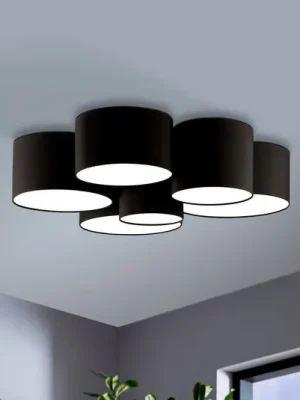 Poslední Šance Stropní svítidlo Pastore 2, Ø 99 cm, černé, 6 světel, tkanina