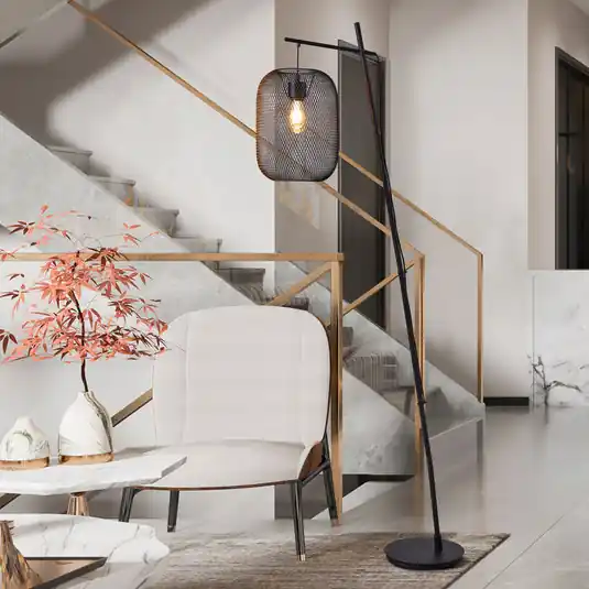 Stojací lampa Wrington, výška 194 cm, černá, ocel Objednat Nyní